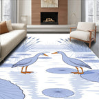 Two Cranes Beside Reeds Pattern Rug