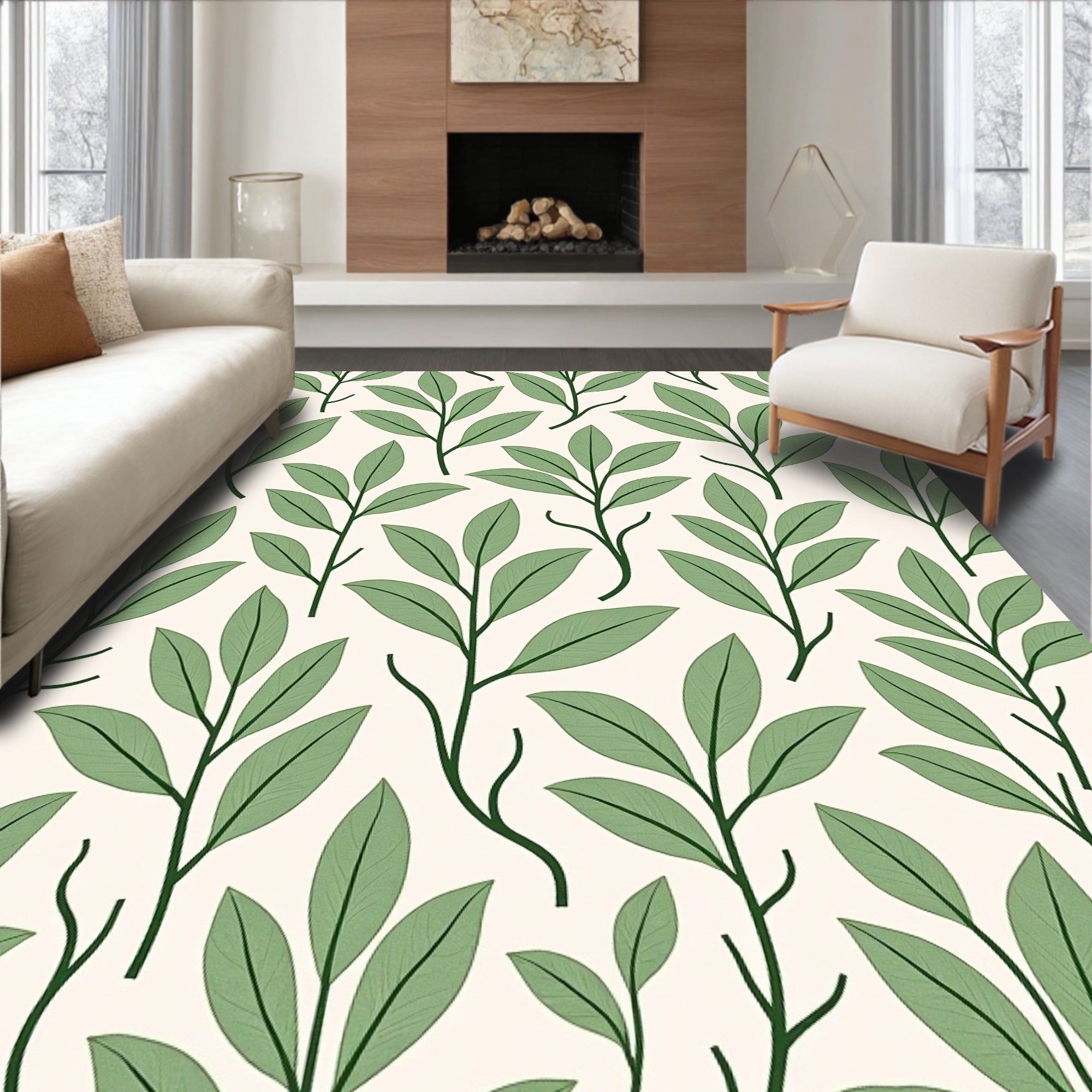Leafy Botanical Pattern Rug