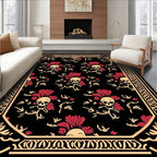 Macabre Skull Floral Patterned Rug