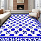 Classic Blue White Ornamental Pattern Rug