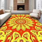 Vibrant Sunburst Mandala Pattern Rug