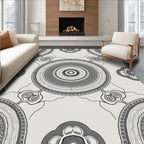 Monochromatic Mandala Circular Pattern Rug