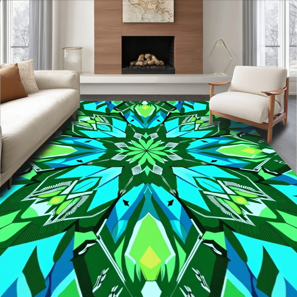 Vivid Geometric Kaleidoscope Design Rug
