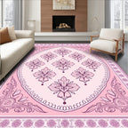 Oval Floral Pattern Decorative Rug