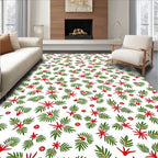 Red Green Festive Sprigs Scatter Rug