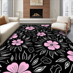Pink Blossom Starburst Silhouette Pattern Rug