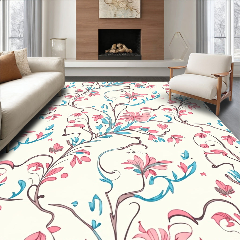 Vintage Floral Vine Pattern Design Rug