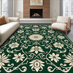 Elegant Cream Floral Vines Pattern Rug