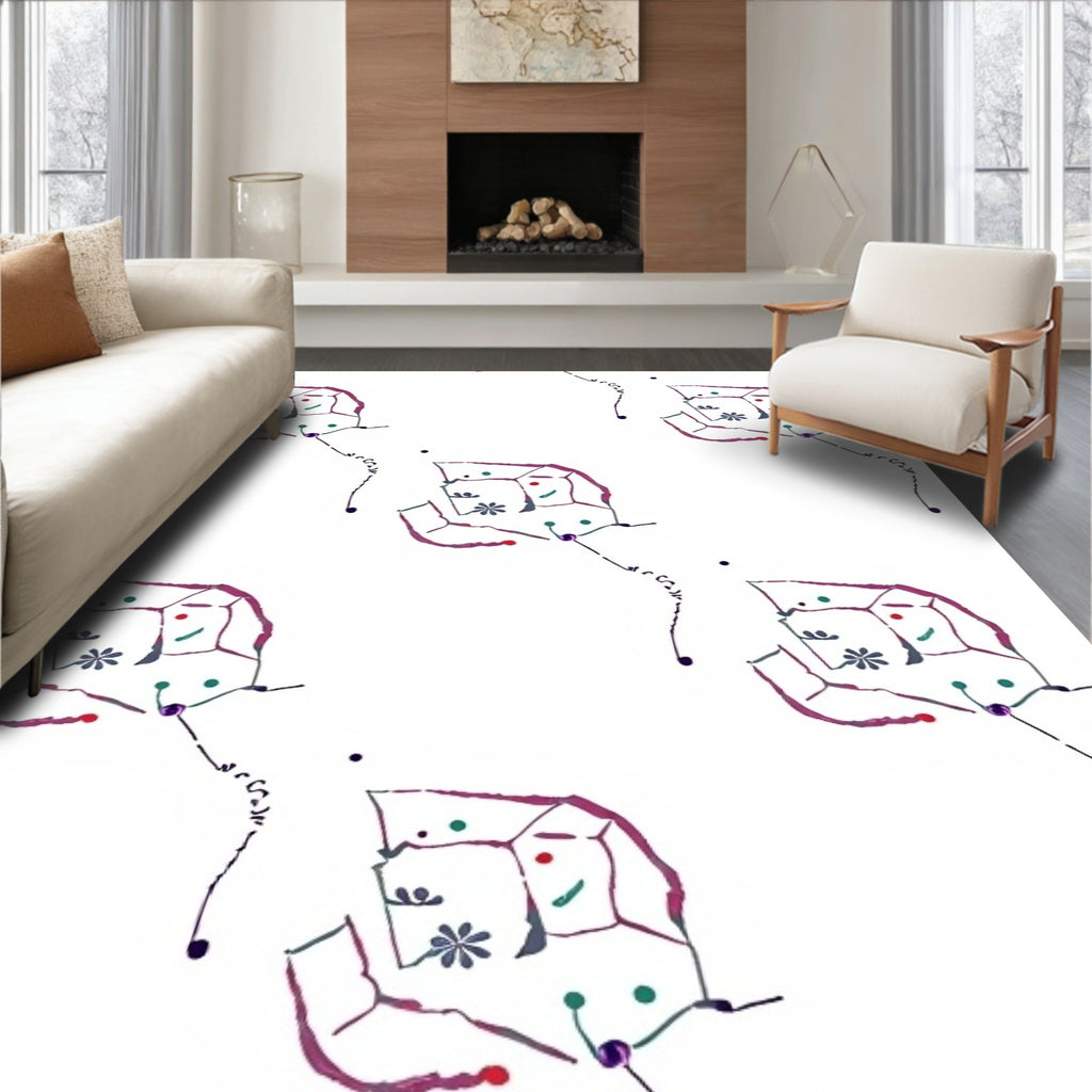 Abstract Floral Geometric Pattern Rug
