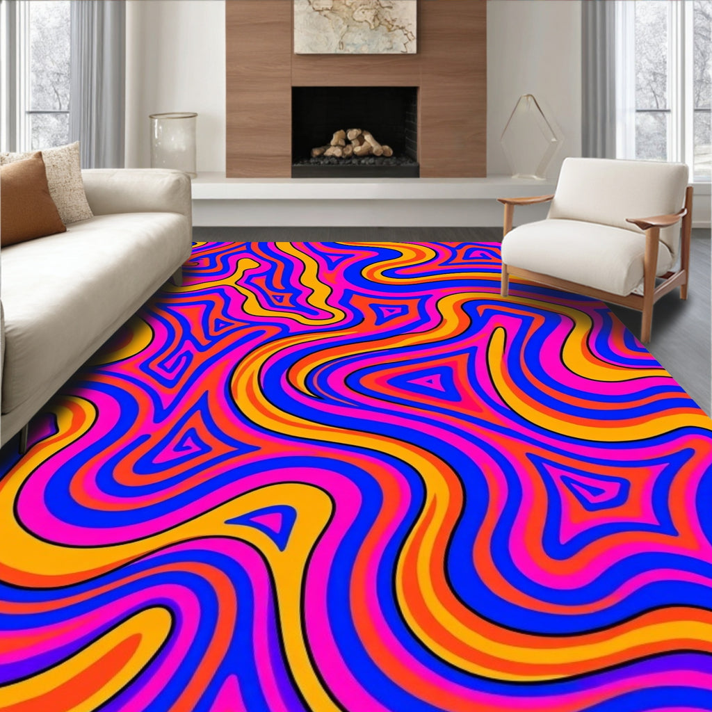 Neon Swirls Pattern Rug