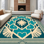 Art Deco Teal Geometric Pattern Rug