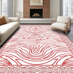 Red Wood Grain Pattern Rug