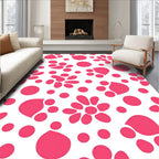 Bright Pink Floral Dot Pattern Rug
