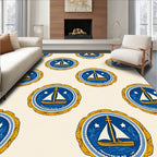 Nautical Sailboat Emblem Pattern Rug