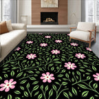 Pink Floral Vine Pattern Design Rug