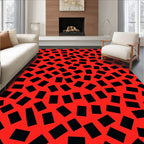 Red Black Scattered Geometric Pattern Rug
