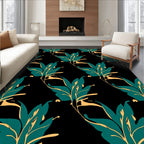 Emerald Green Foliage Abstract Pattern Rug