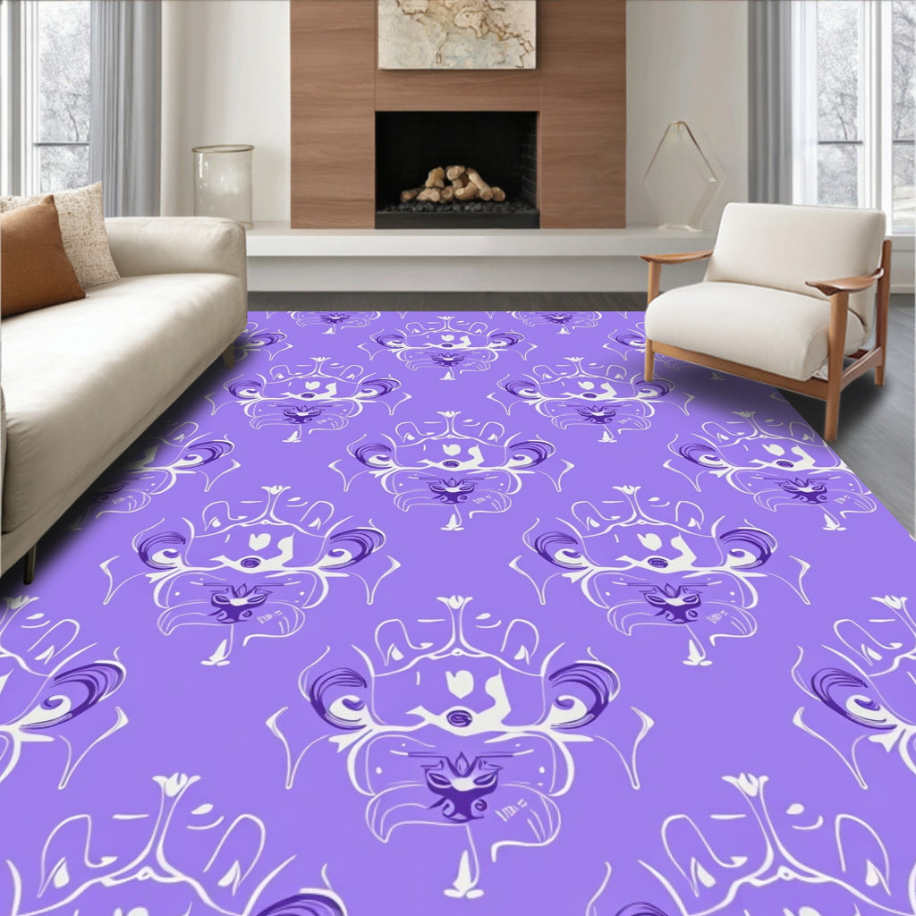 Ornate Lavender Pattern With Floral Motifs Rug