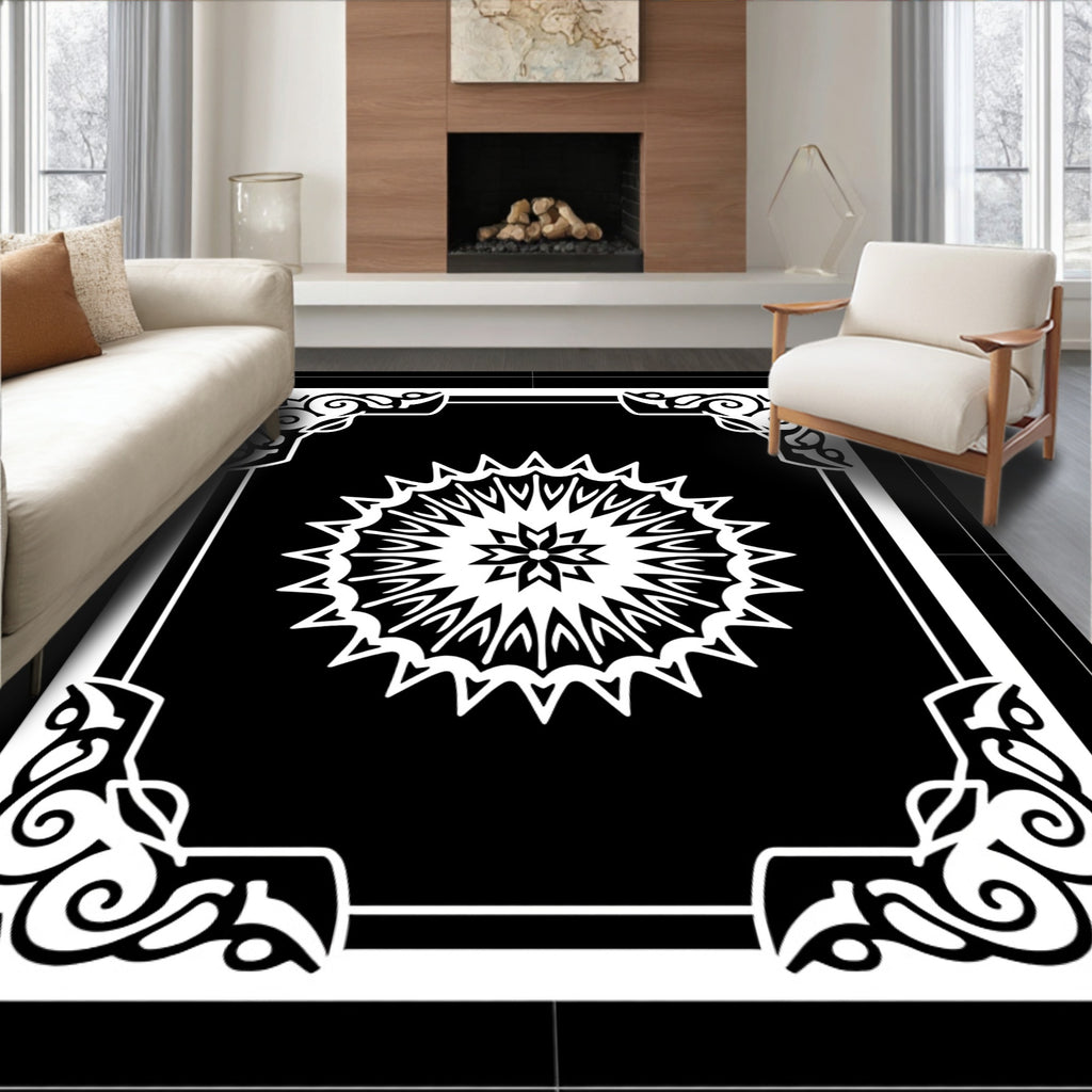 Ornate Geometric Sunburst Design Rug