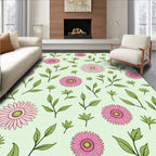 Charming Pink Floral Pattern Rug