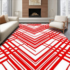 Red V Chevron Lattice Pattern Rug