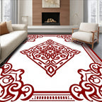 Ornate Red Floral Diamond Pattern Rug