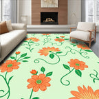 Orange Floral Vine Pattern Rug