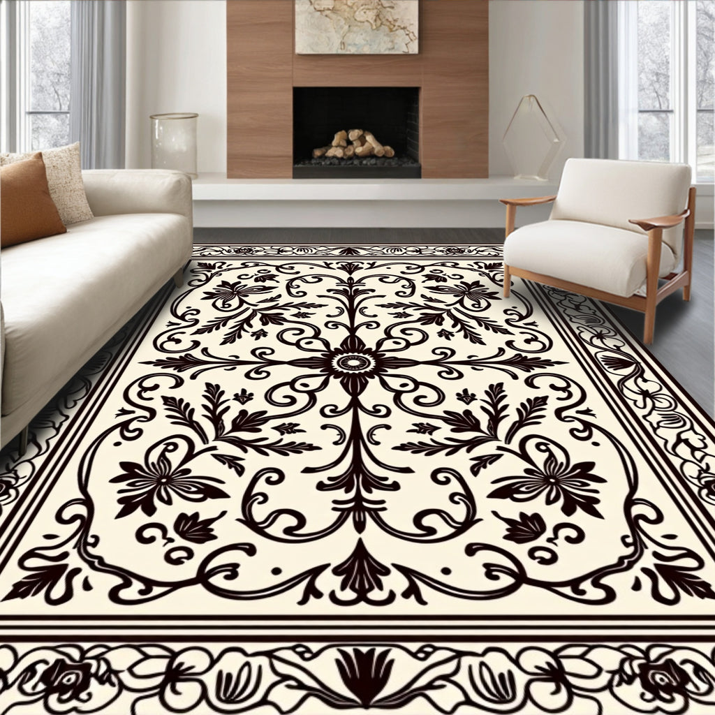 Ornate Floral Scrollwork Design Rug