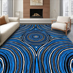 Bold Blue White Wavy Stripes Rug