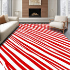Dynamic Red White Stripes Pattern Rug