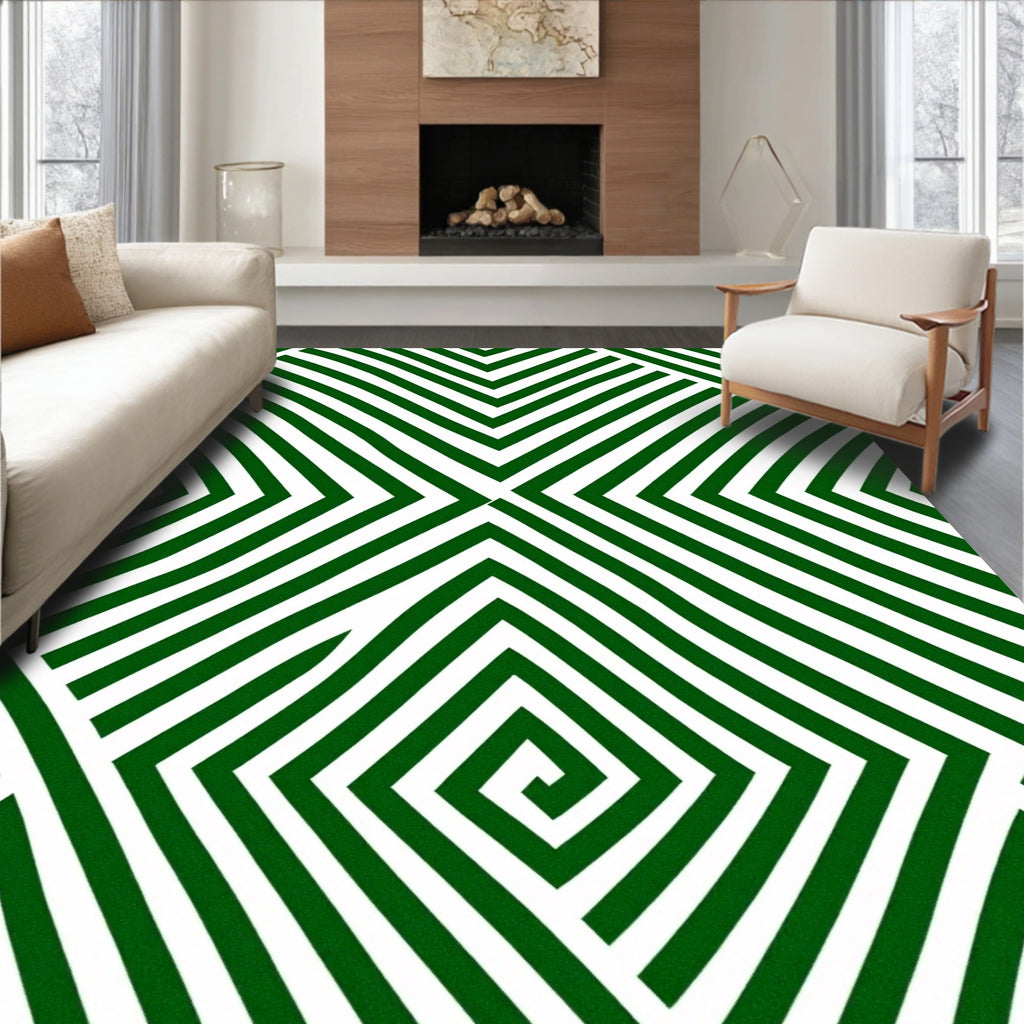 Modern Green Geometric Design Rug