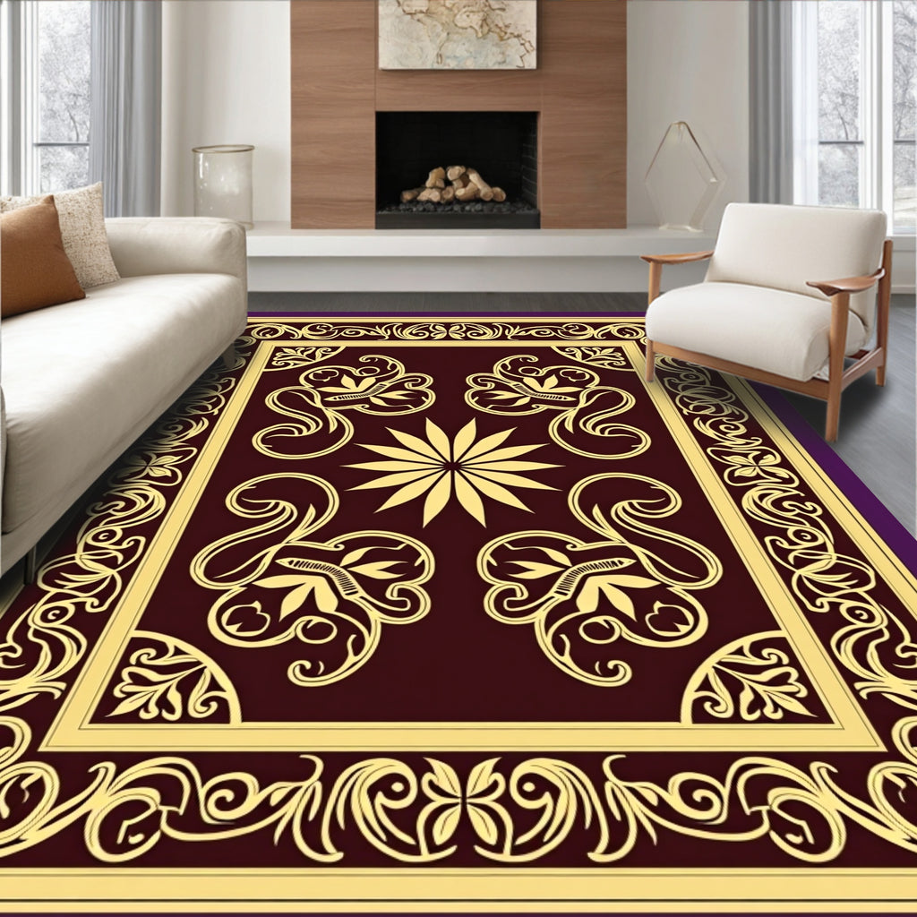 Ornate Floral Art Nouveau Design Rug