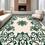 Ornate Green Floral Filigree Pattern Rug