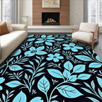 Light Blue Floral Silhouette Pattern Rug