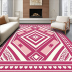 Geometric Diamond Pattern With Hearts Rug