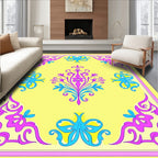 Ornate Yellow Floral Pattern Rug