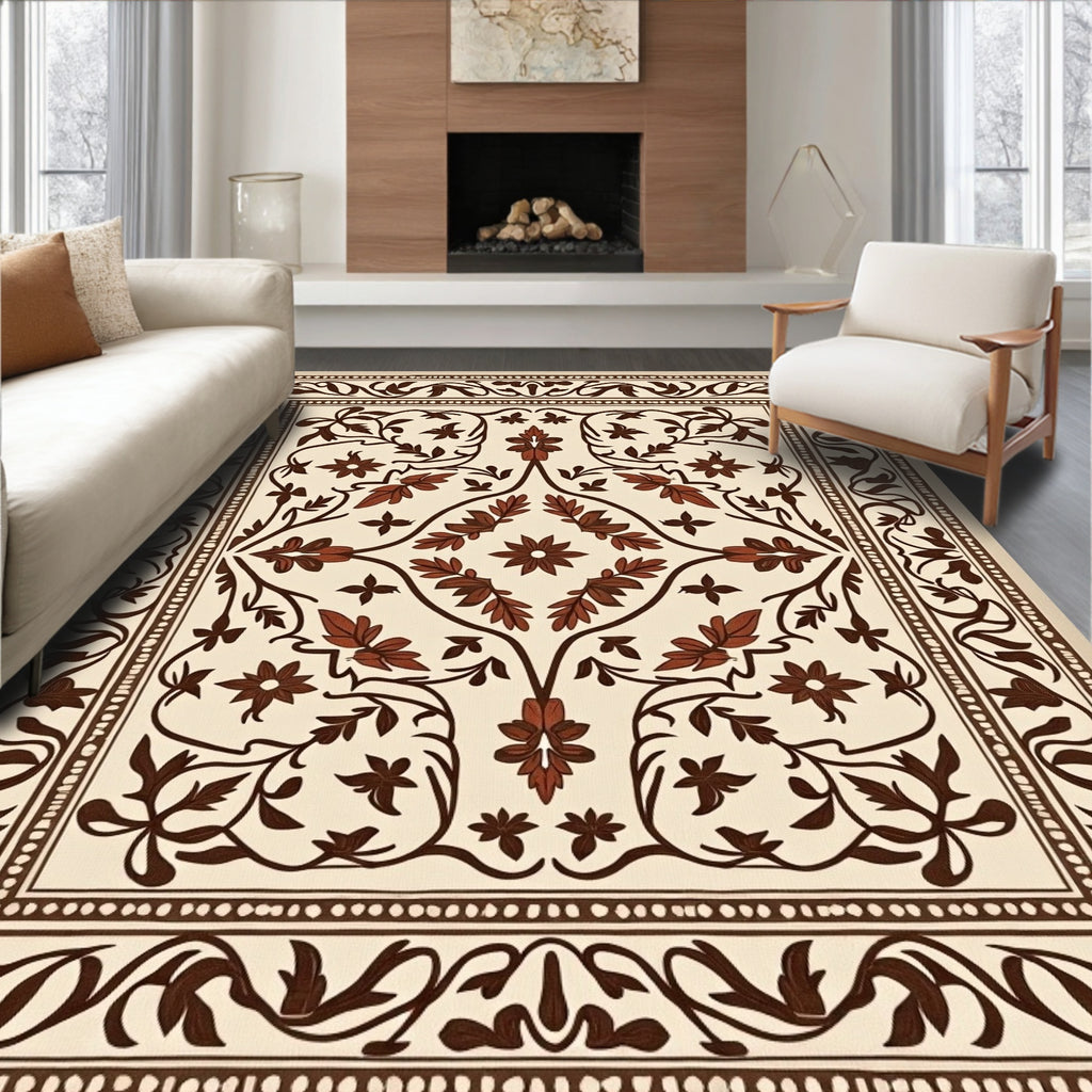 Ornate Floral Vine Pattern Rug