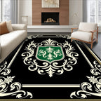 Heraldic Crest With Ornate Flourish Design Rug