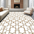 Brown Hexagonal Outline Pattern Rug