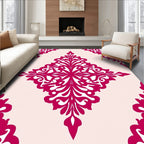 Vibrant Fushia Floral Scroll Pattern Rug