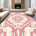 Classic Pink Cream Damask Design Rug