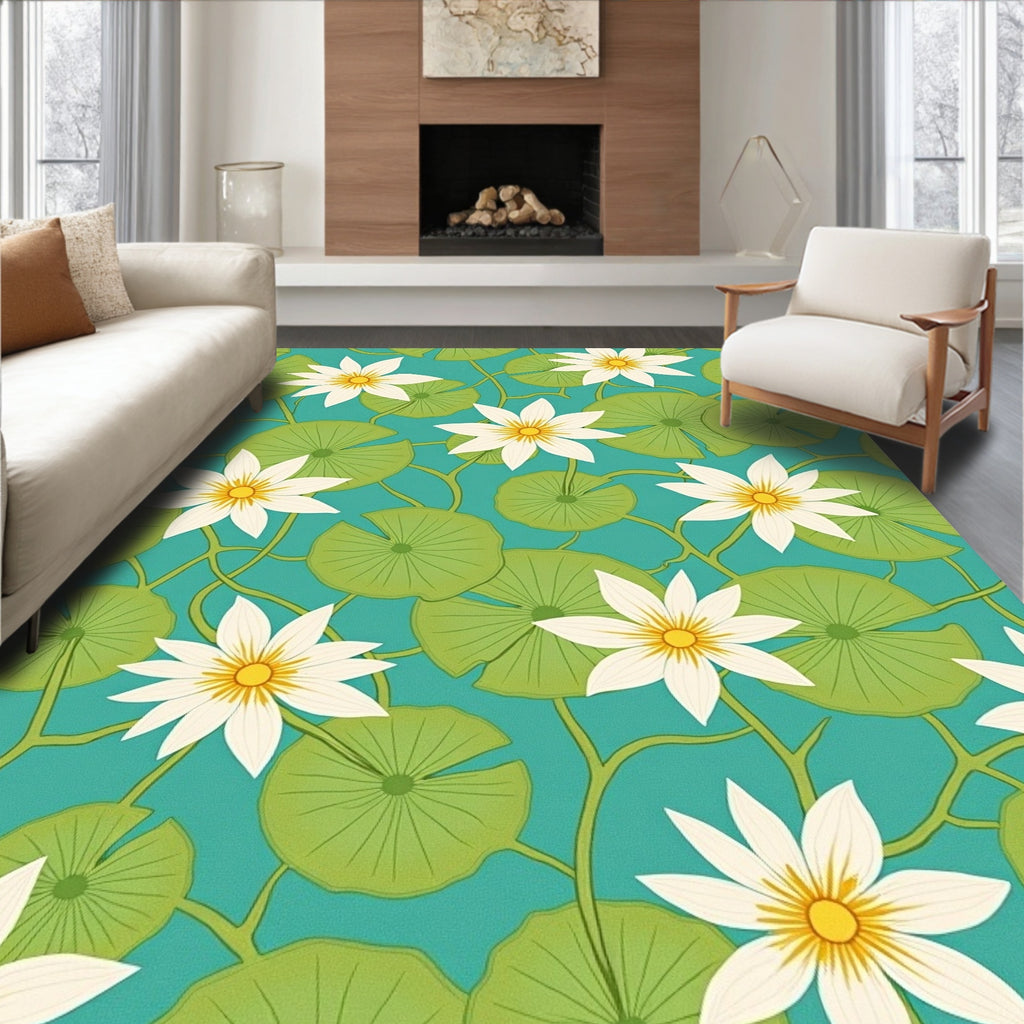 Water Lily Pad Scenic Design Rug