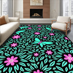 Whimsical Butterfly Blossom Pattern Rug