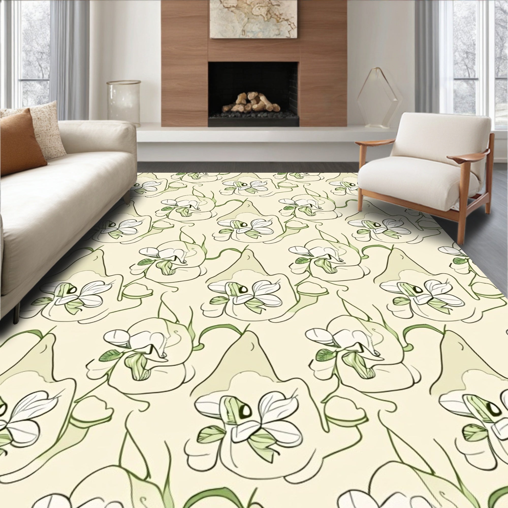 Floral Whimsical Organic Pattern Rug