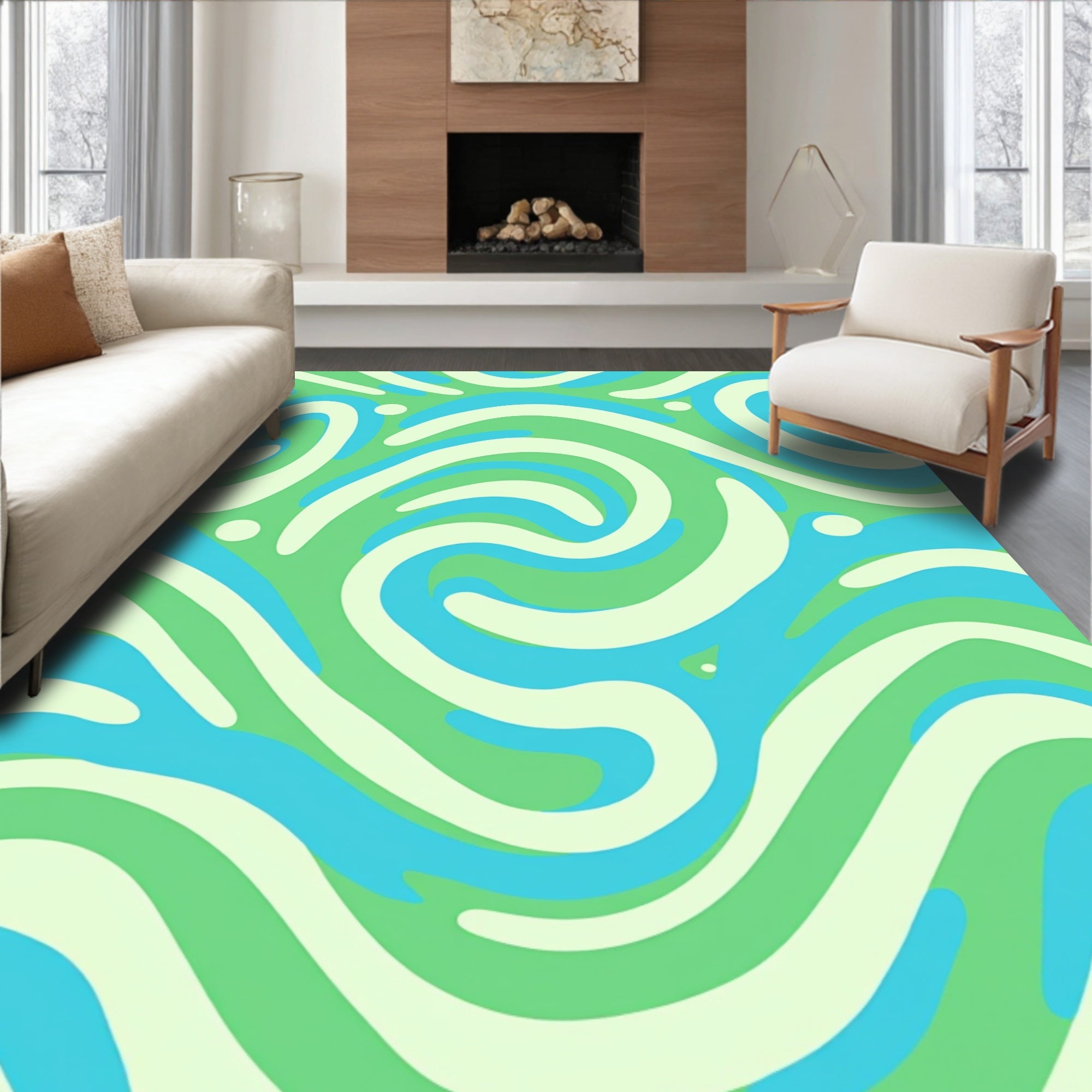 Swirling Waves Pattern Rug