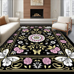 Vintage floral and butterfly patterned Rug