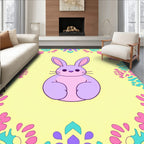 Cute Bunny with Floral Border Design Rug