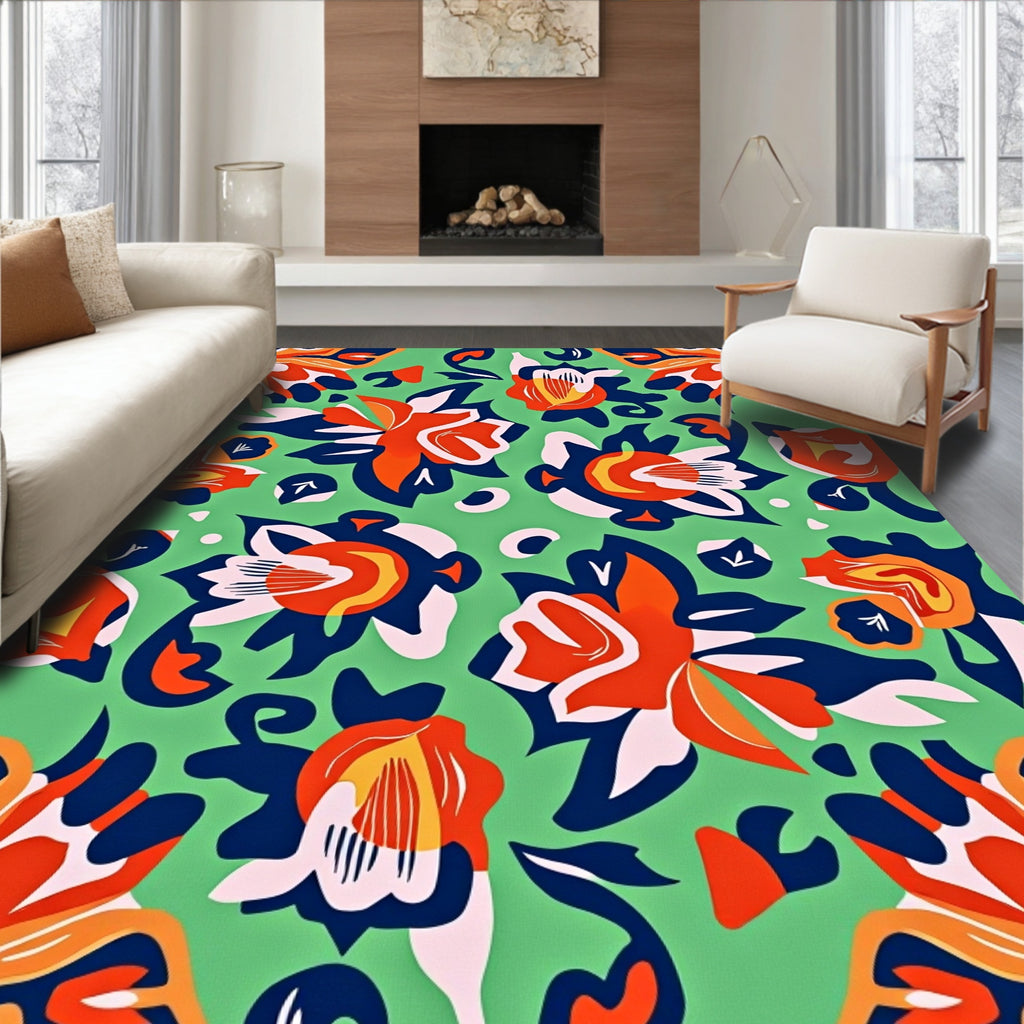 Vibrant Floral Abstract Pattern Rug