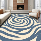 Calm Blue Swirl Patterned Design Rug