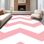 Pink White Classic Chevron Pattern Rug